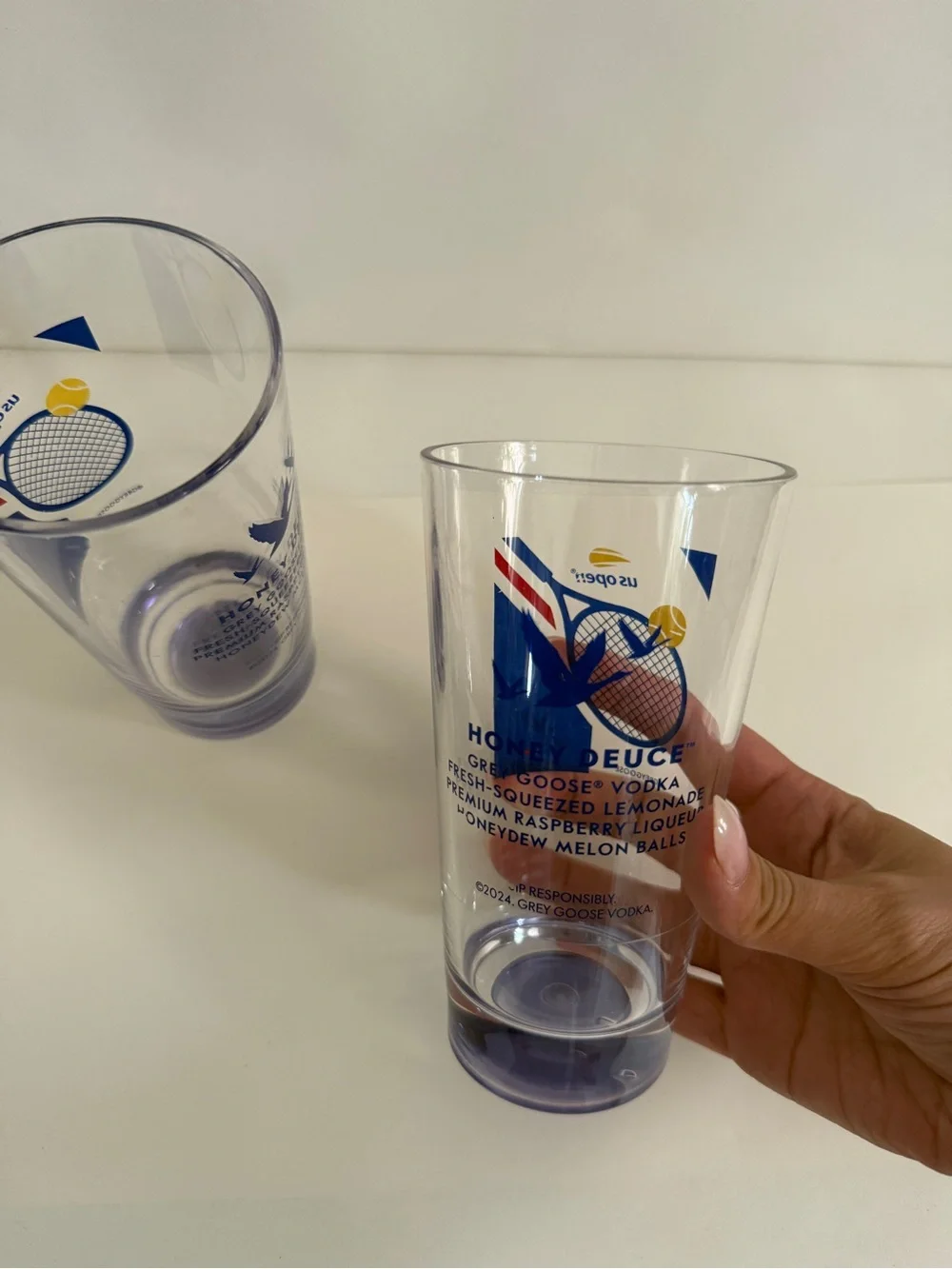 US Open 2024 Honey Deuce Blue Tennis Glass - Set of 2